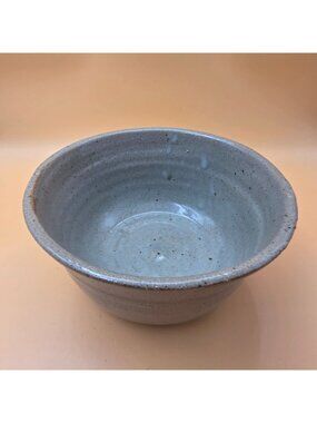 Studio Art Pottery Bowl Celadon Green Grey Stoneware R Shanks Signed 2013